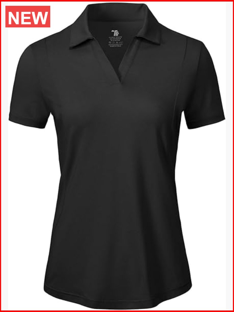 Women's Short Sleeve Golf Tennis Polo Shirt V Neck Collared Uv Protection Dry